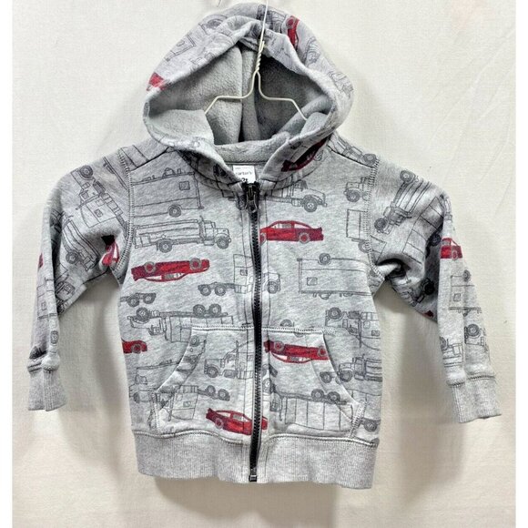 Carters 2pc Sweat Suit Gray W/ Cars & Trucks Boys Automobile Comfy Size 2T - Picture 4 of 10